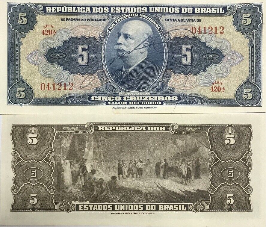 Brazil 5 Cruzeiros ND 1943 P 134 UNC