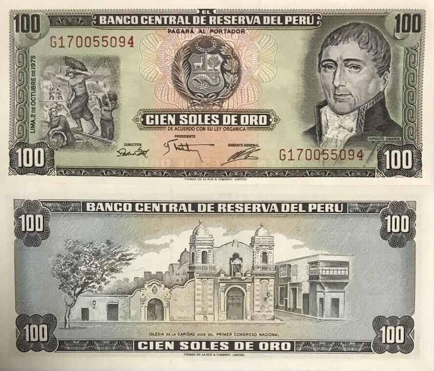 Peru 100 Soles De Oro 1975 P 108 UNC