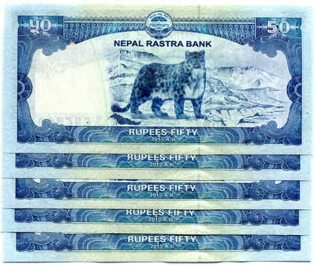 Nepal 50 Rupees 2015 P 79 UNC LOT 5 PCS
