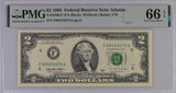 United States 2 Dollars USA 1995 P 497 F Atlanta Gem UNC PMG 66 EPQ