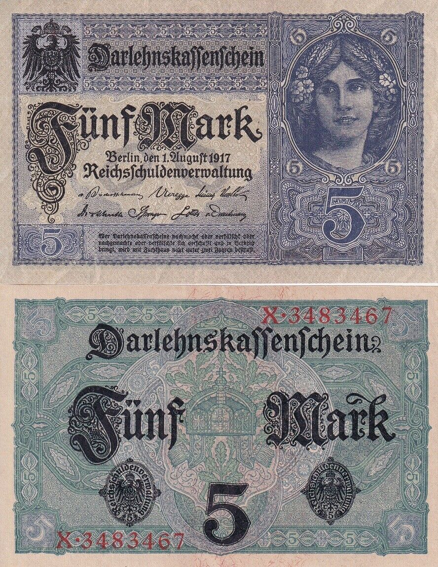Germany 5 Mark 1917 P 56 UNC
