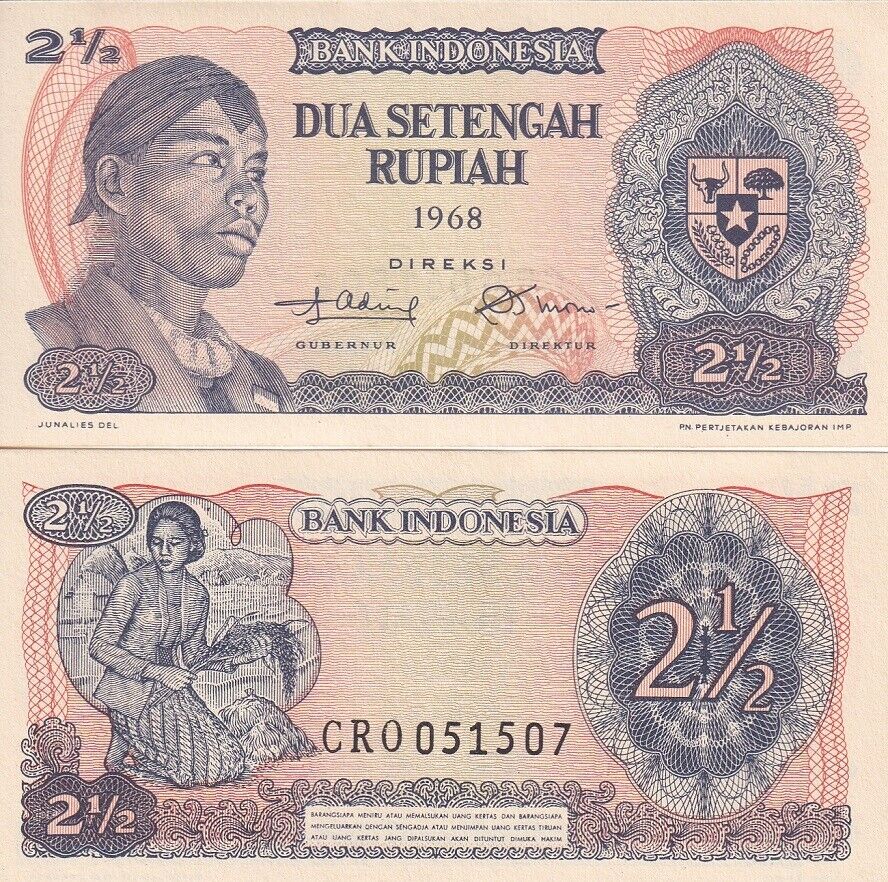 Indonesia 2 1/2 Rupiah 1968 P 103 UNC