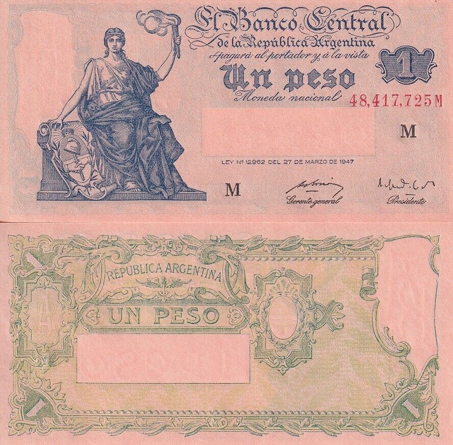 Argentina 1 Pesos 1947 Series M P 257 UNC