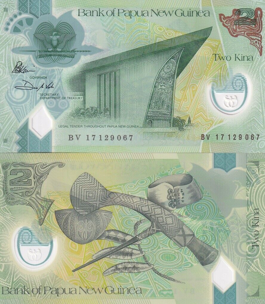 Papua New Guinea 2 Kina 2017 P 50 Polymer UNC LOT 5 PCS