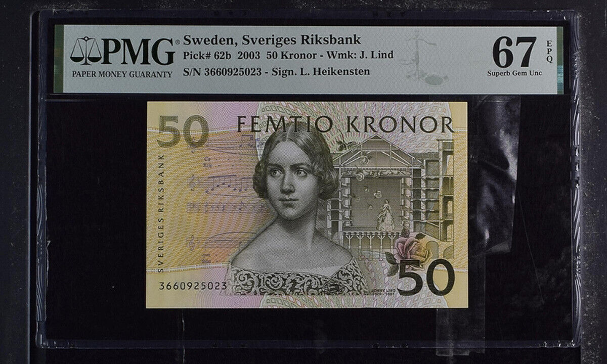 Sweden 50 Kronor 2003 P 62 b Superb GEM UNC PMG 67 EPQ