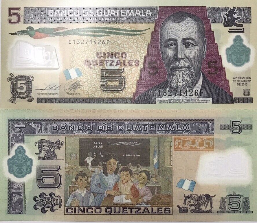 Guatemala 5 Quetzales 2013 P 122 d UNC