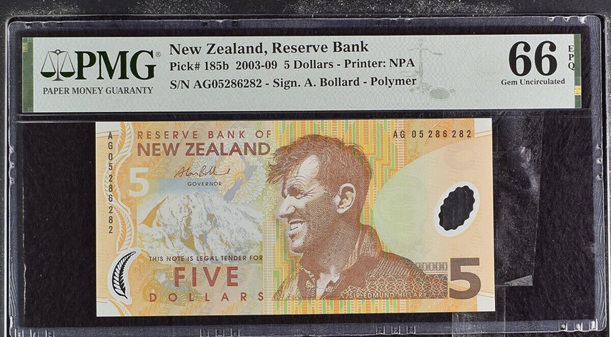 New Zealand 5 Dollars 2005 P 185 b Gem UNC PMG 66 EPQ