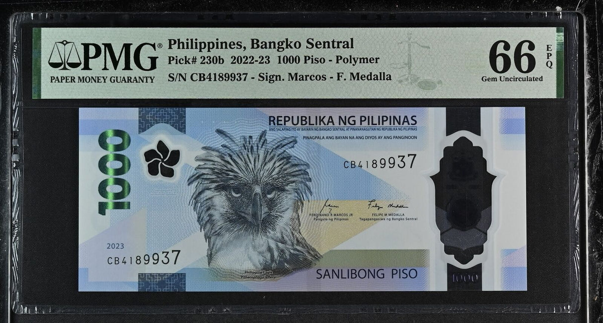 Philippines 1000 Pesos 2023 P 230 b CB Gem UNC PMG 66 EPQ