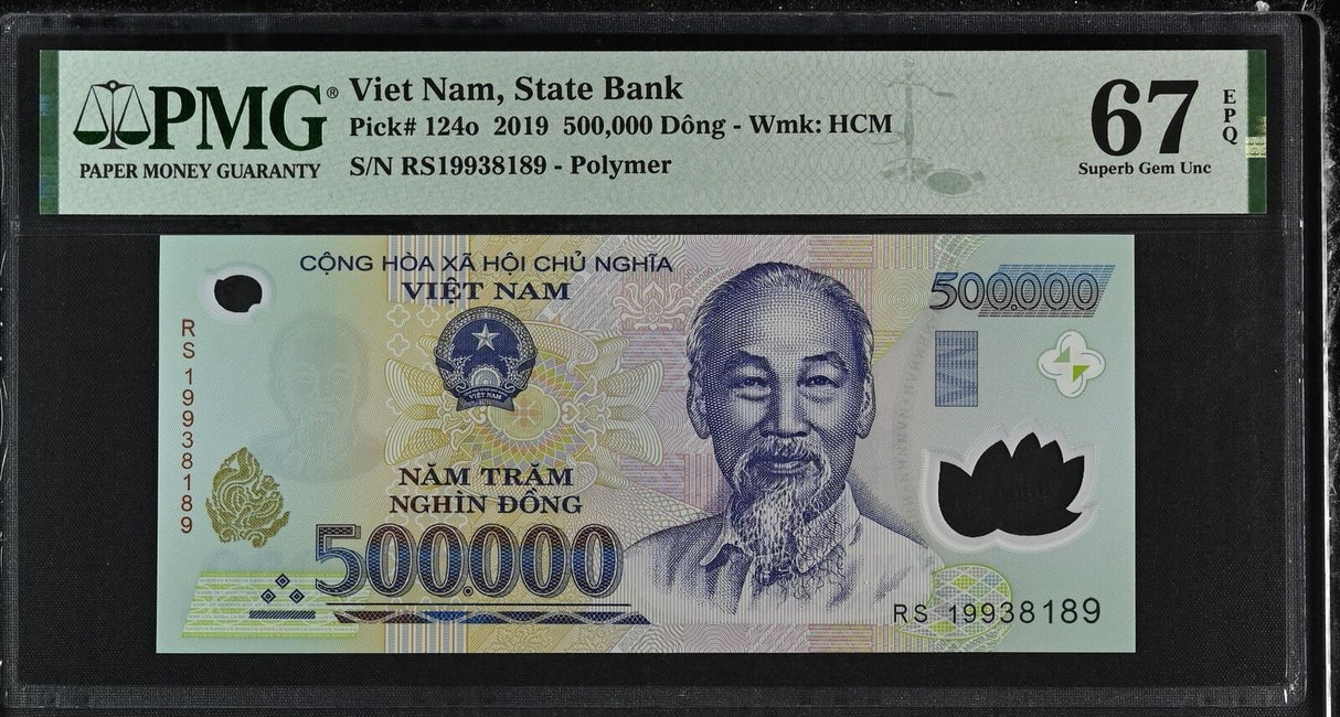 Vietnam 500000 Dong 2019 P 124 o Superb Gem UNC PMG 67 EPQ