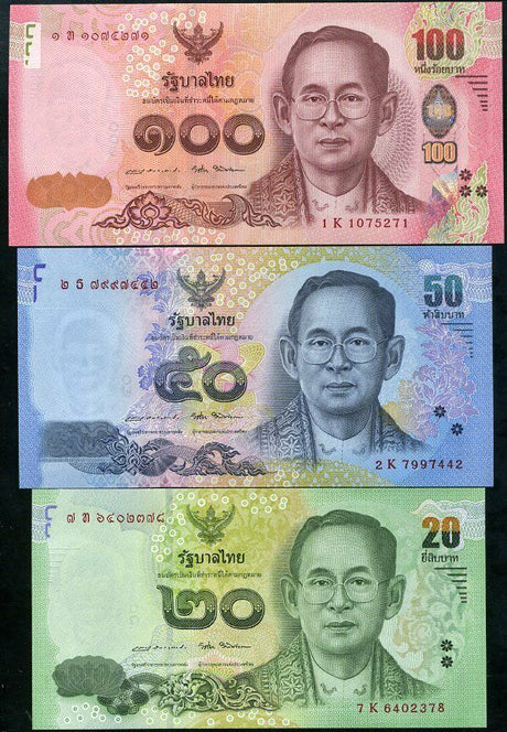 Thailand Set 3 Pcs 20 50 100 Baht ND 2017 COMM. P 130 131 132 UNC