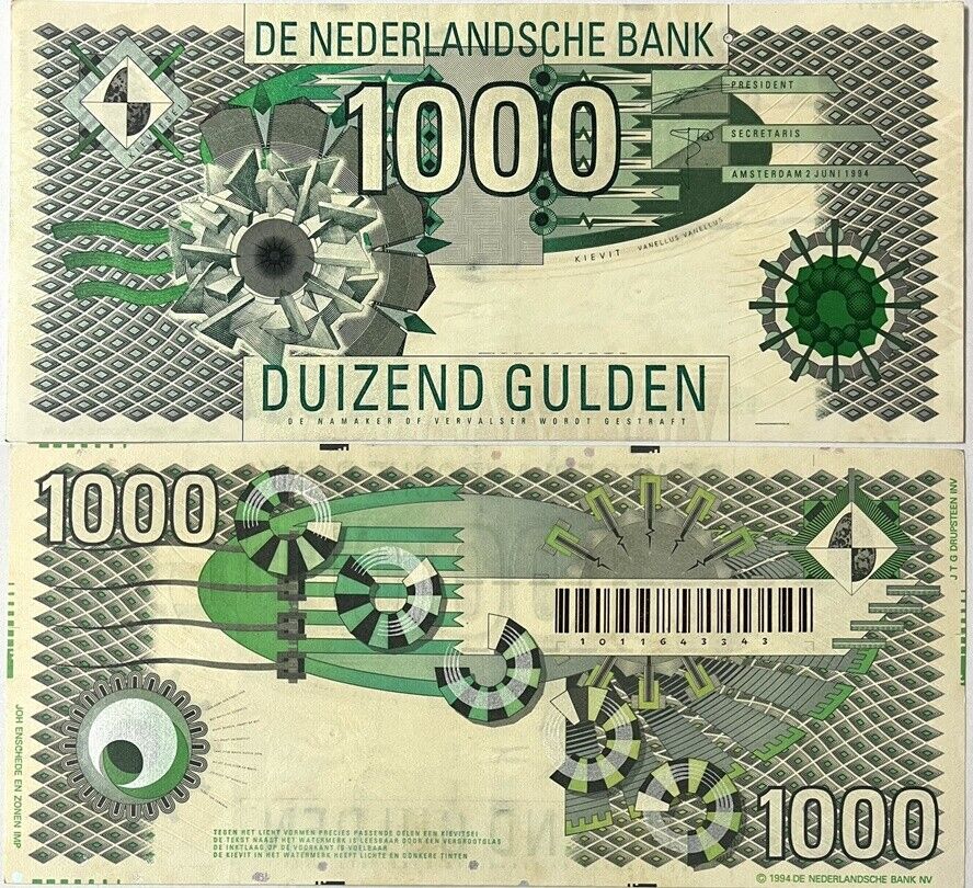 Netherlands 1000 Gulden 1994 P 102 XF+ SEE Scan