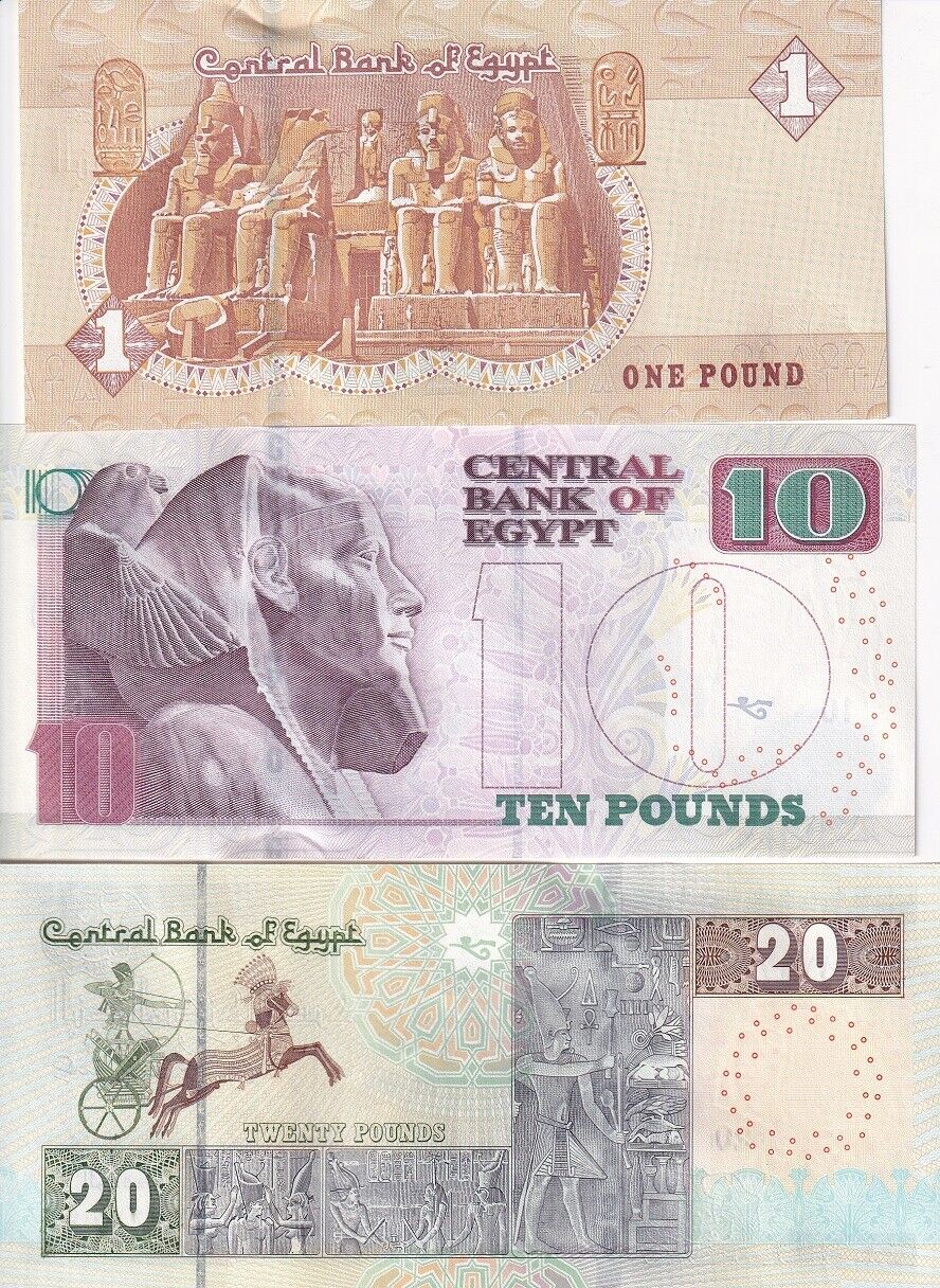 EGYPT SET 3 PCS 1 10 20  Piastres 2021 2022 P 71 P 73 P 74 UNC