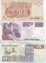 EGYPT SET 3 PCS 1 10 20  Piastres 2021 2022 P 71 P 73 P 74 UNC