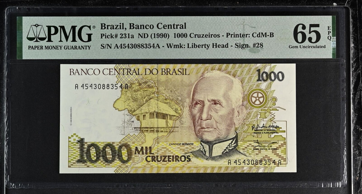 Brazil 1000 Cruzeiros ND 1990 P 231 a Gem UNC PMG 65 EPQ