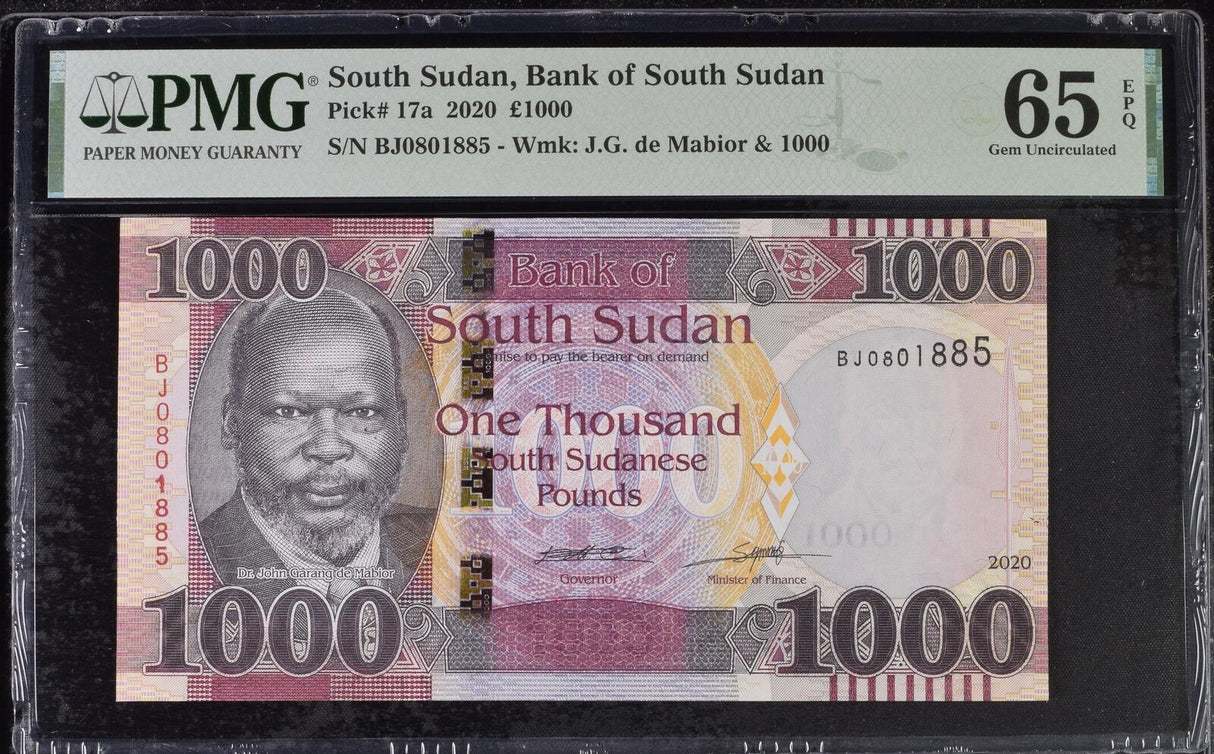 South Sudan 1000 Pounds 2020 P 17 a Gem UNC PMG 65 EPQ