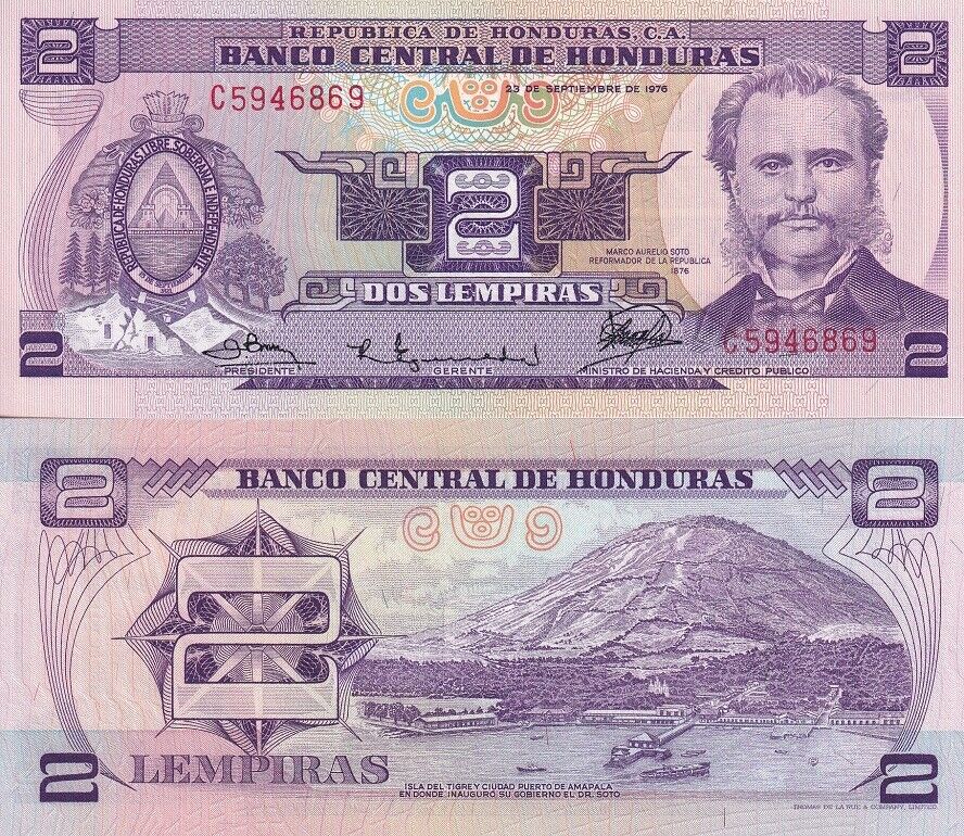 Honduras 2 Lempiras 1976 P 61 UNC