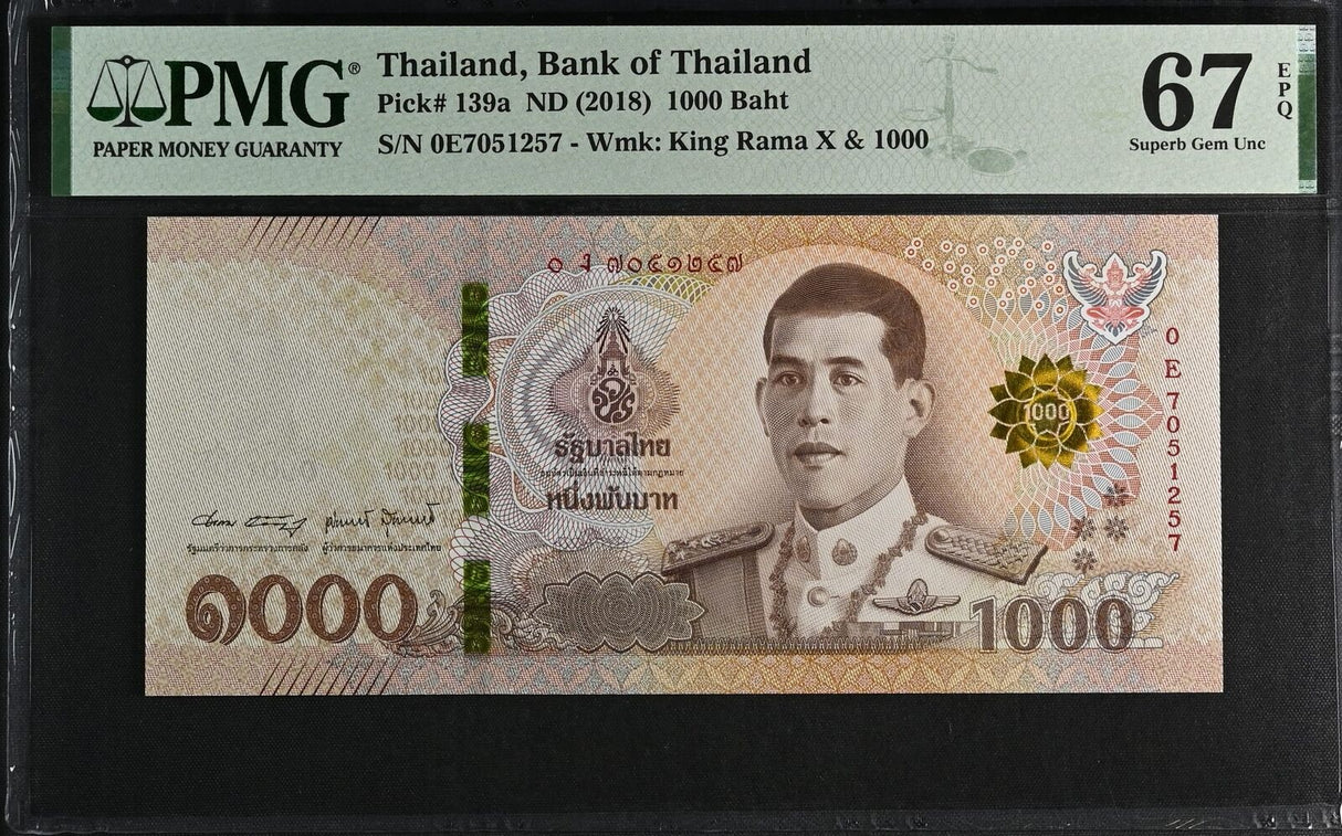 Thailand 1000 Baht ND 2018 P 139 a Sign 90 Superb Gem UNC PMG 67 EPQ