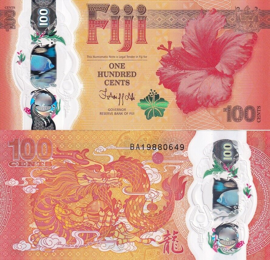 Fiji 100 Cents 2023 Commemorative Dragon P 124 new Polymer UNC
