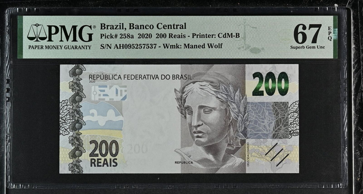 Brazil 200 Reais ND 2020 P 258 a Superb Gem UNC PMG 67 EPQ