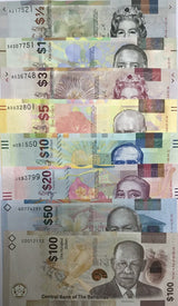 Bahamas Set 8 Pcs 1/2 1 3 5 10 20 50 100 Dollar 2016- 2021 P WA77 - P W82  UNC