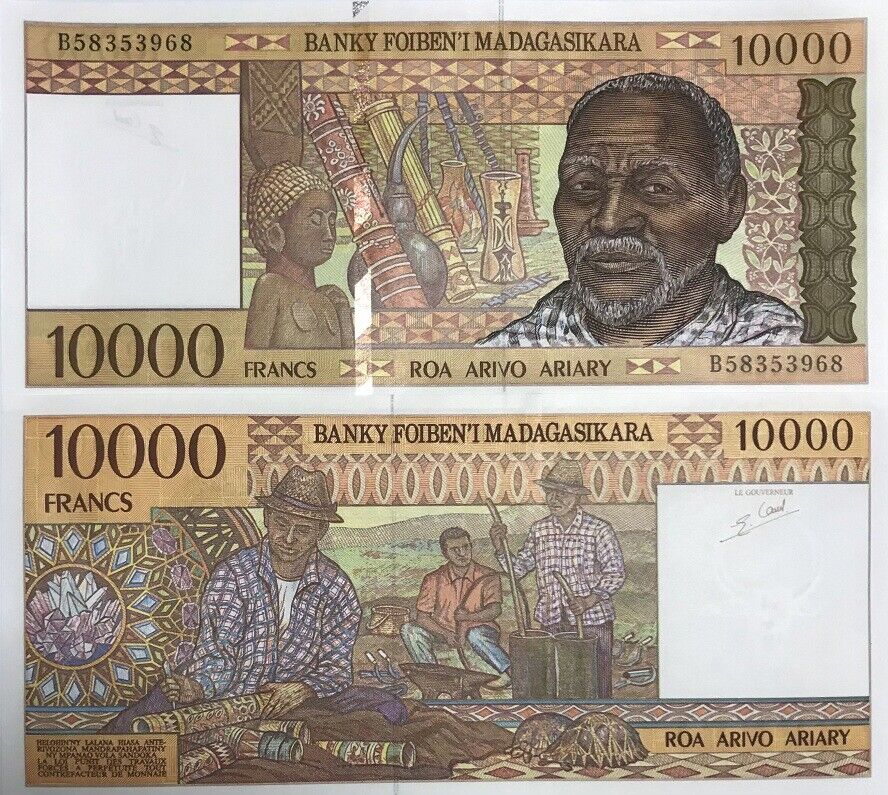 Madagascar 10000 Francs 2000 Ariary 1995 P 79 a UNC