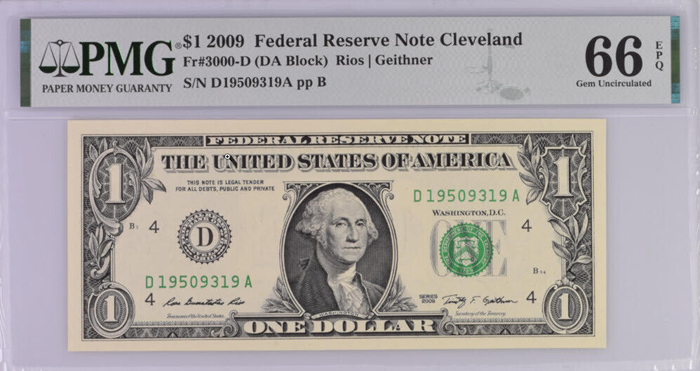 United States 1 Dollar USA 2009 P 530 Logo D Cleveland Gem UNC PMG 66 EPQ