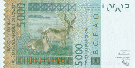 Ivory Coast West African States 5000 Francs 2003 P 117A UNC