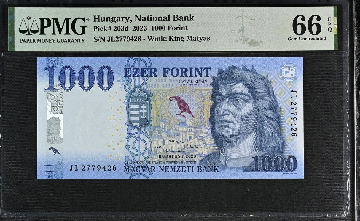 Hungary 1000 Forint 2023 P 203 d Gem UNC PMG 66 EPQ