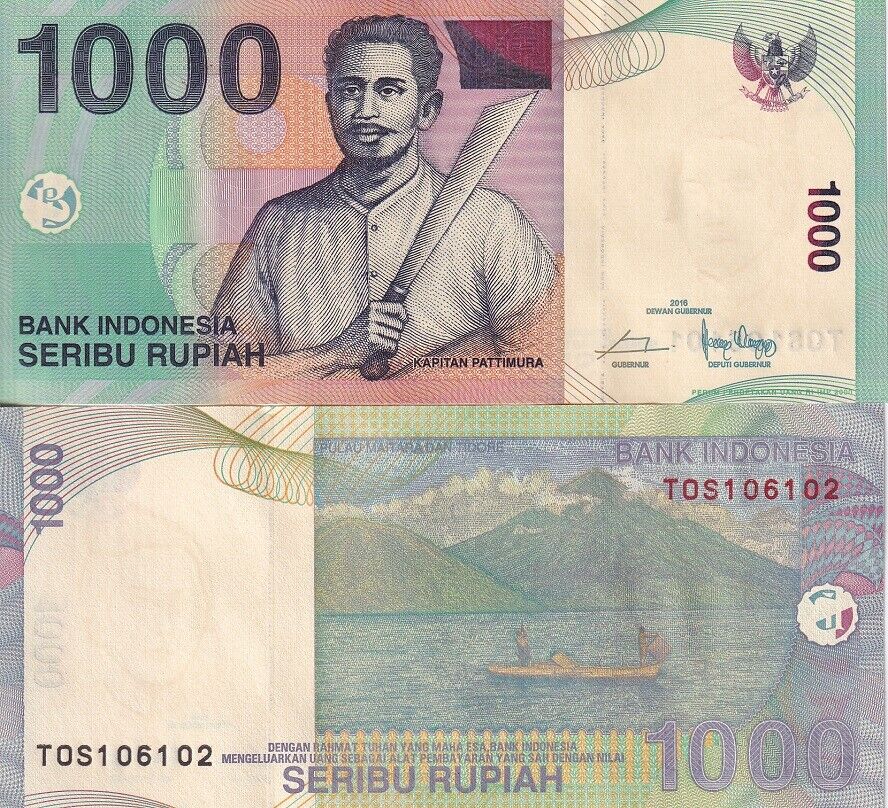 Indonesia 1000 Rupiah 2000/2016 P 141 UNC LOT 100 PCS 1 Bundle