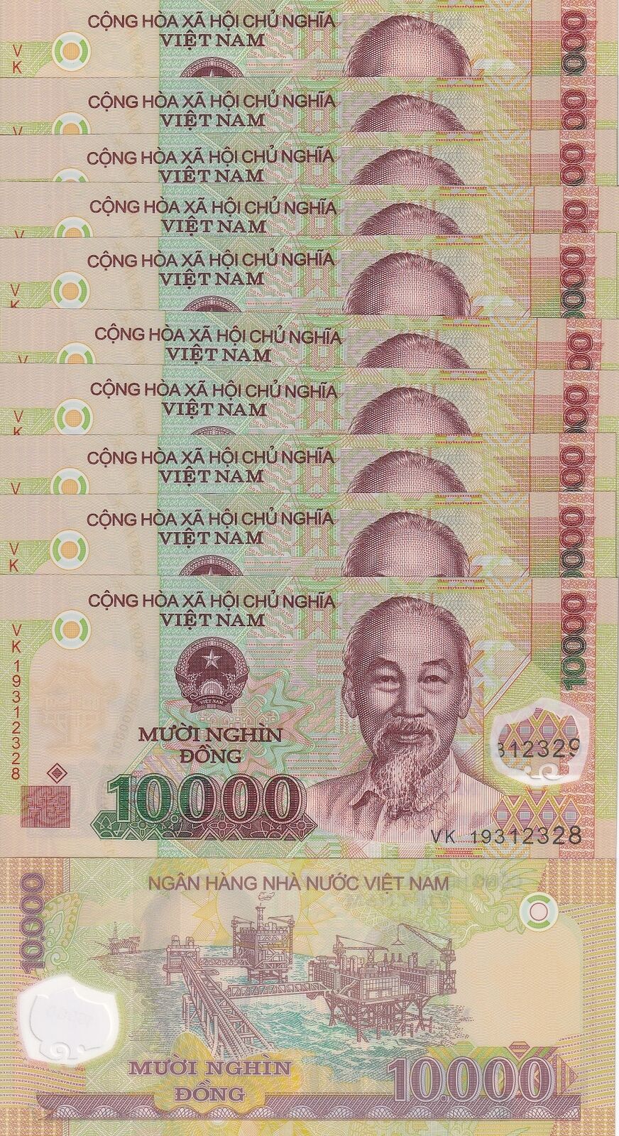 Vietnam 10000 Dong P 119 Mixed Year UNC LOT 10 PCS