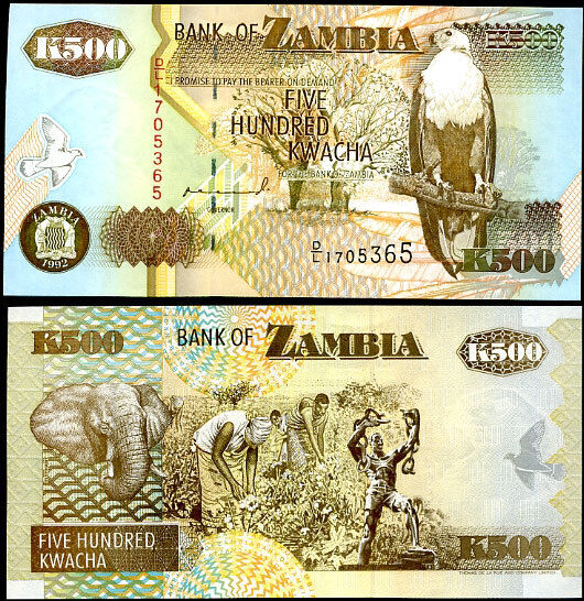 Zambia 500 Kwacha 1992 SIGN 10 P 39 UNC