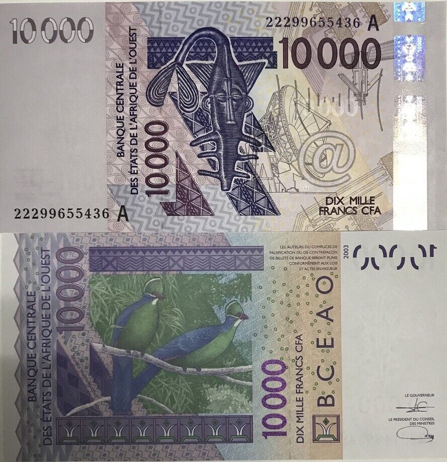 Ivory Coast West African States 10000 Francs 2022 P 118A UNC