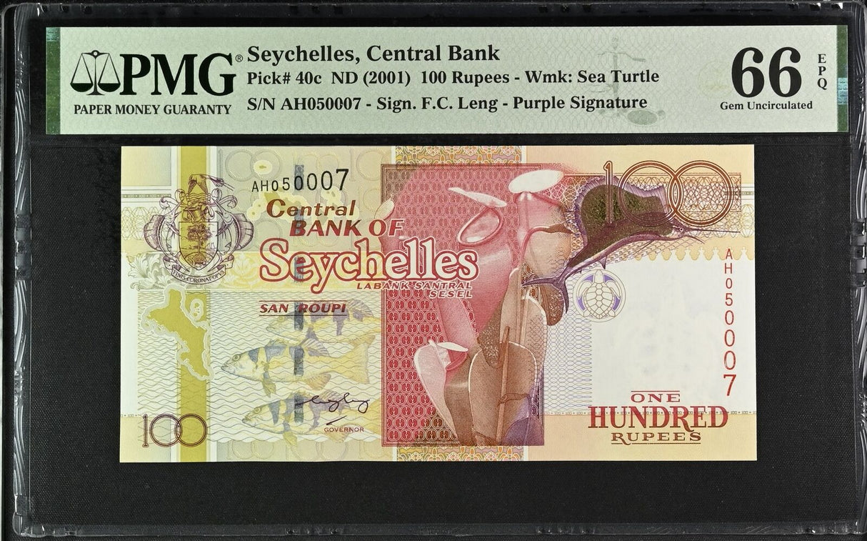 Seychelles 100 Rupees ND 2001 P 40 c Gem UNC PMG 66 EPQ