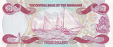 Bahamas 3 Dollars 1974 ND 1984 QE II P 44 a UNC