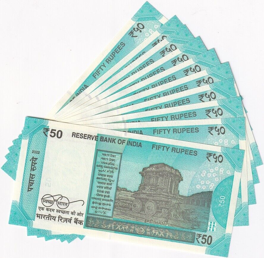 India 50 Rupees 2022 P 111 UNC LOT 10 PCS