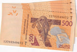 West African States Togo 500 Francs 2013 P 819 Tb UNC LOT 5 PCS