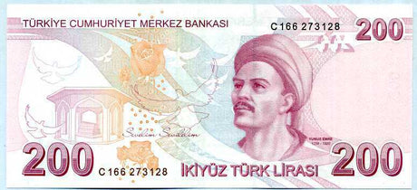 Turkey 200 Lira 2009 Prefix-C P 227 UNC