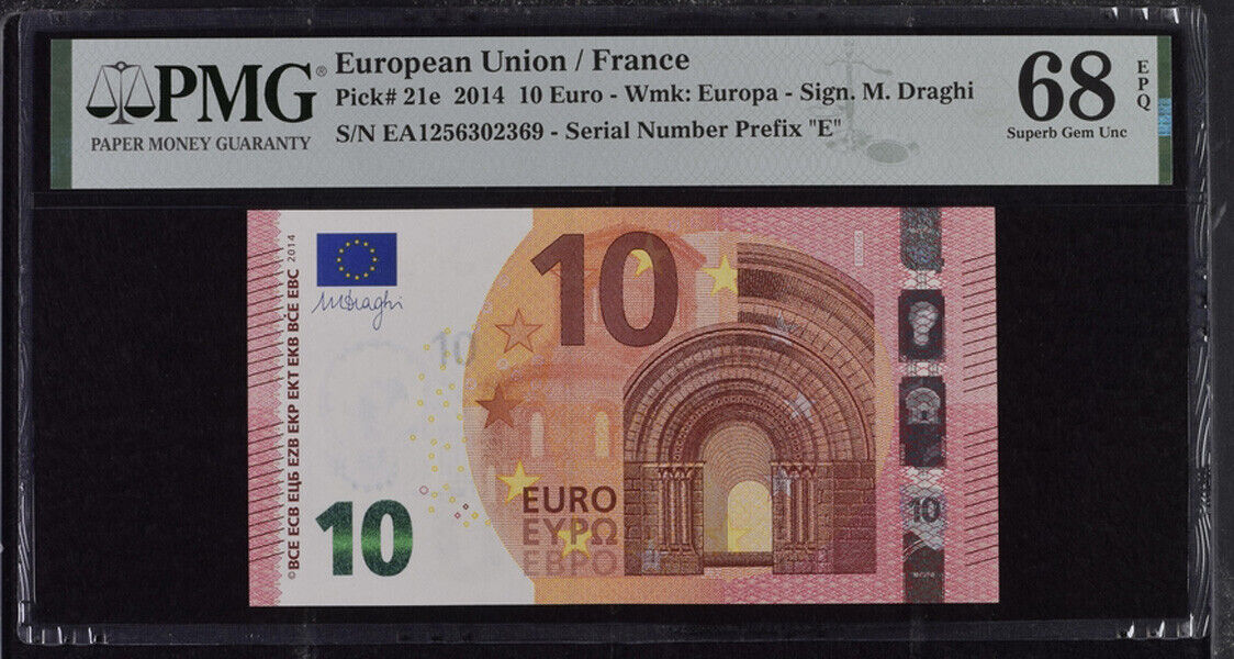 Euro 10 Euro France 2014 P 21 e Superb Gem UNC PMG 68 EPQ