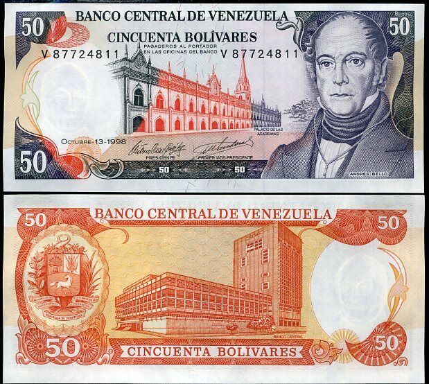 Venezuela 50 Bolivares 1998 P 65 AUnc