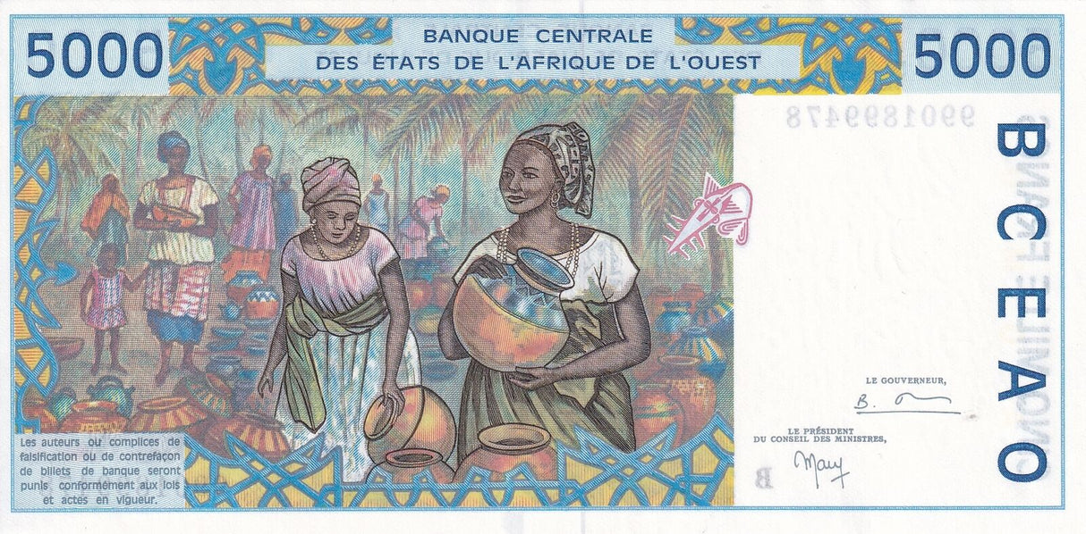 West African States Benin 5000 Francs 1999 P 213Bi UNC – Noteshobby