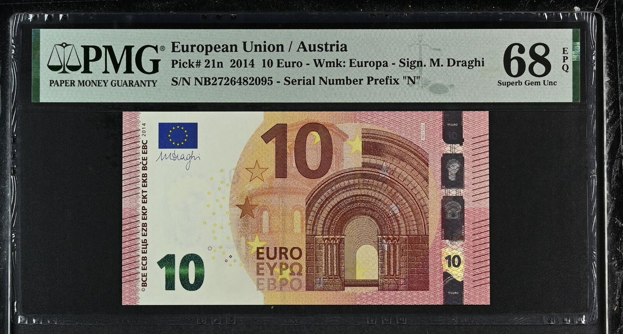 Euro 10 Euro Austria 2014 P 21 n Superb Gem UNC PMG 68 EPQ