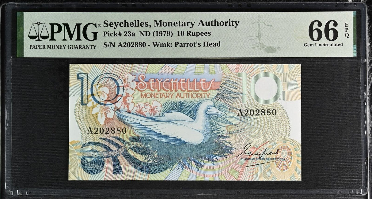 Seychelles 10 Rupees ND 1979 P 23 a Gem UNC PMG 66 EPQ