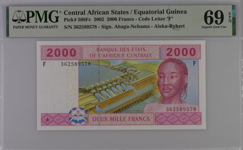 Central African States Guinea 2000 Fr. 2002 P 508Fc Superb Gem UNC PMG 69 EPQ