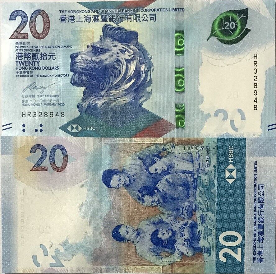 Hong Kong 20 Dollars 2020 P 218 a HSBC UNC