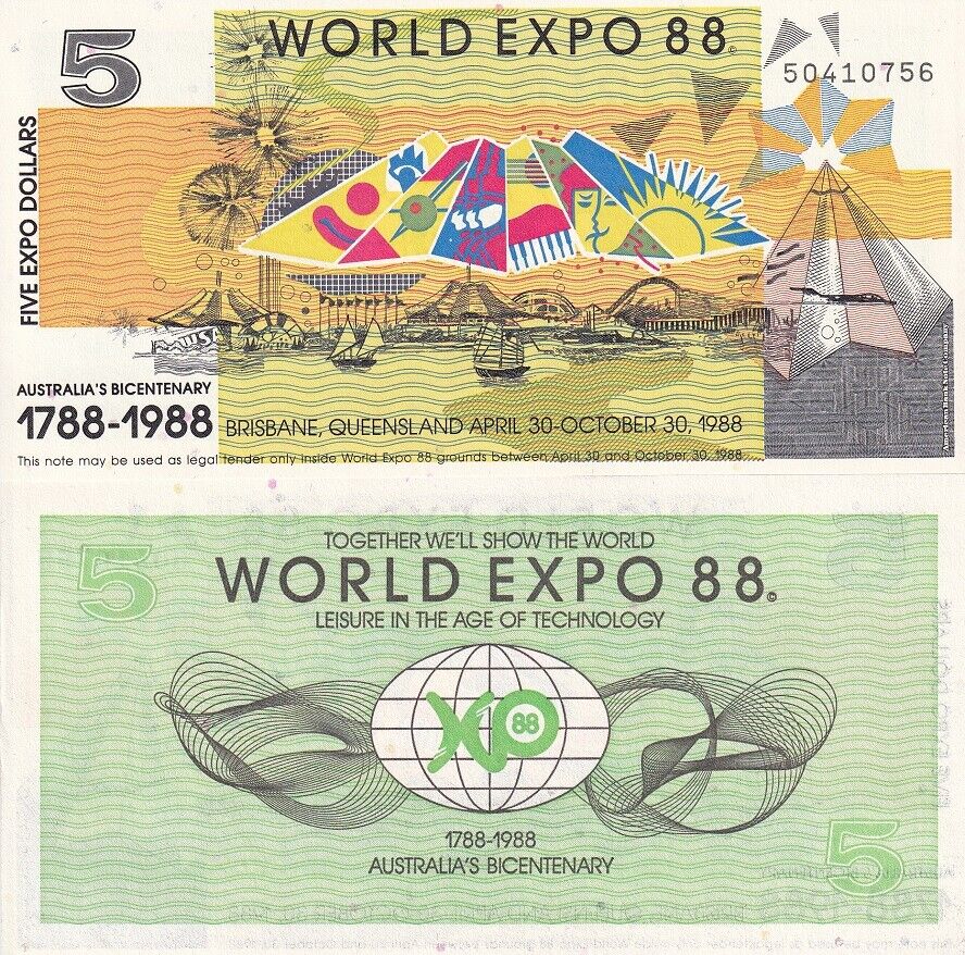 Australia World Expo 5 Dollars 1988 AUnc