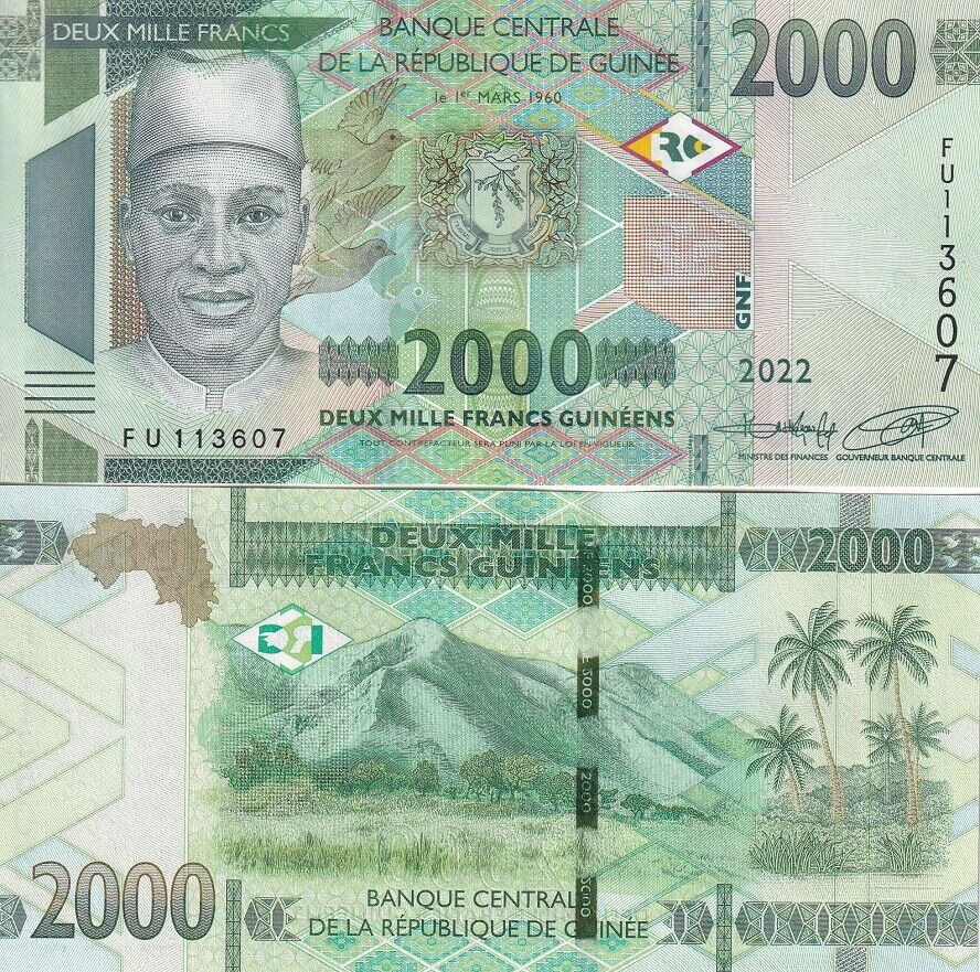 Guinea 2000 Francs 2022 New Sign P 48A UNC
