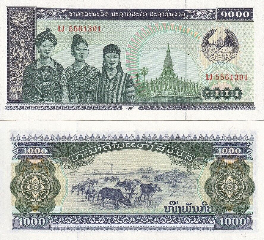 Laos 1000 Kip 1996 P 32 d UNC