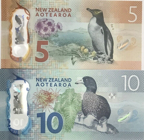 New Zealand Set 2 PCS 5 10 Dollars 2015 P 191 P 192 UNC