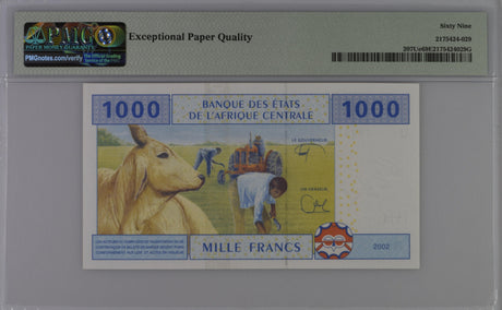 Central African States 1000 Francs 2002 P 207Ue Superb Gem UNC PMG 69 EPQ
