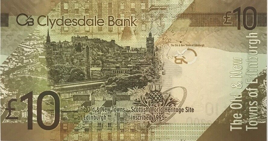 Scotland 10 Pounds 2009 Clydesdale Bank P 229Ja UNC